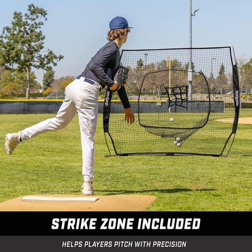 7 ft x 7 ft Baseball & Softball Practice Hitting & Pitching Net with Bow Type... - Picture 6 of 7