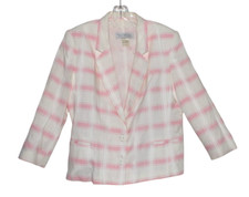 Ms.Jennifer Blazer Single Breasted 2 Button Close Pink  White Size 14P EUC