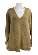 Lauren Ralph Lauren Women's Metallic Gold V Neck Pullover Sweater Size 1X Plus