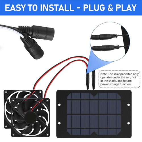 Solar Panel Fan Powered Fan 40W Waterproof Exhaust Fan For Camping Greenhouse AU - Picture 4 of 12