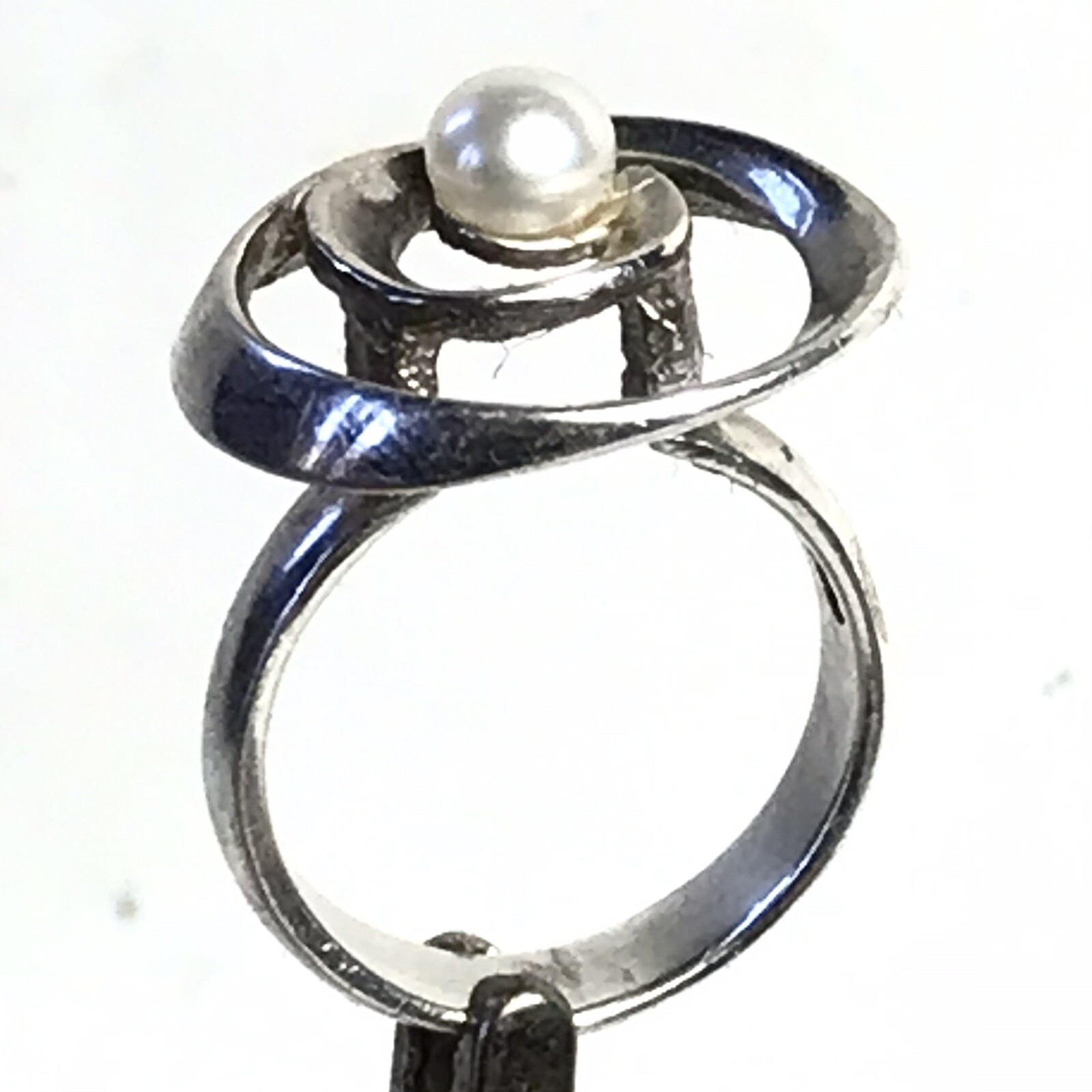 Superb solid silver tourbillon ring adorned with … - image 1