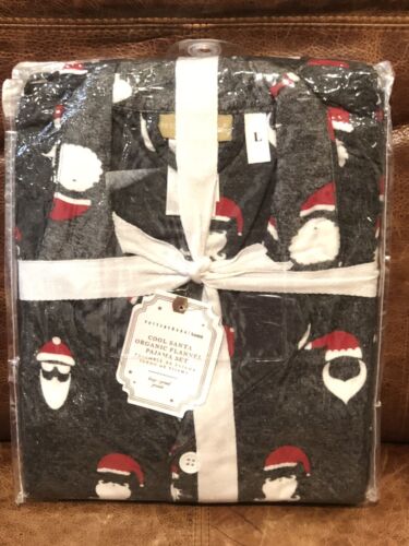 NEW Pottery Barn Teen Flannel Cool Santa 2pc Pajama Set, Large, Christmas - Picture 1 of 2