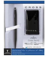 Cross  Tech 2 Ballpoint Pen  Stylus Satin Black  & Stylus New In Box AT0652-1/1