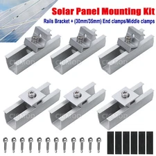 Solar Panel Mounting Rail Brackets PV Clamps Kit System Solar Panels Roof Mount