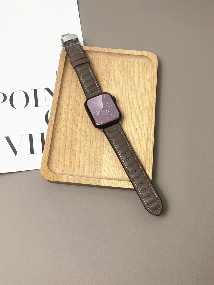 Leather strap For Apple watch band 49 45 44 40mm iWatch ultra series 8 7 6 5 4SE - Image 2 of 4