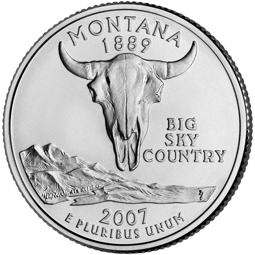 2007 D Montana State Quarter.  Uncirculated From US Mint roll. - Afbeelding 1 van 3