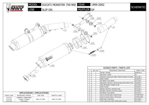 Mivv Approved Exhaust Mufflers GP Carbon Fiber Ducati Monster 750 1999 > 2002 - Bild 3 von 3