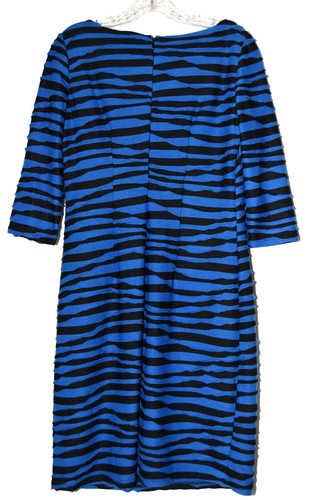 Evan Picone Royal Blue and Black Striped Ruche Lined Womens Bodycon Dress Size 4 - Picture 3 of 7