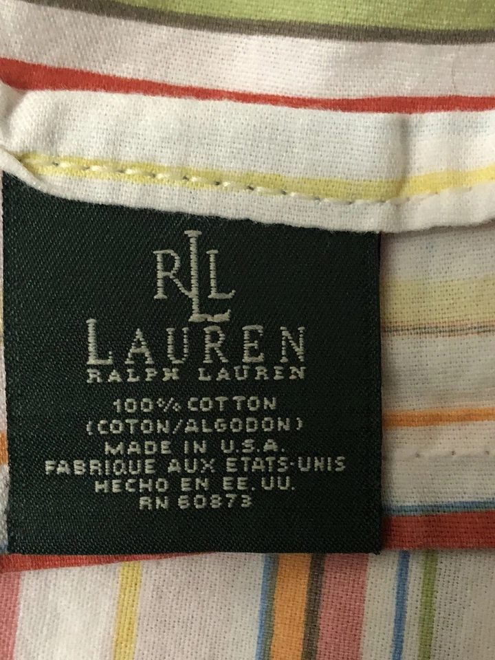 "Sábana plana de tamaño completo a rayas Ralph Lauren Harbor View 80x94"" multicolor VNT Foto 4 de 4