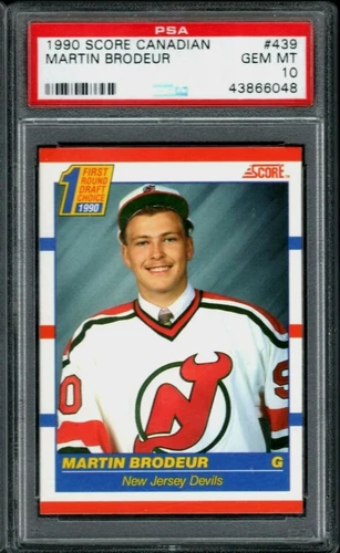 MARTIN BRODEUR DEVILS ROOKIE 1990-91 SCORE *CANADIAN* #439 PSA 10 RC HOF 🐐(NJC)