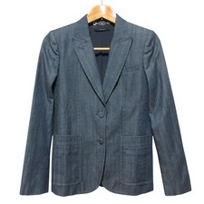 GUCCI Chambray Tailored Jacket 367676 Size 40 Indigo Blue Women USED