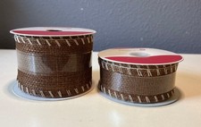 Wired Ribbon 2 Brown Rolls 1- 2.5in x 20ft  1- 1.5in x 25ft Celebrate It New
