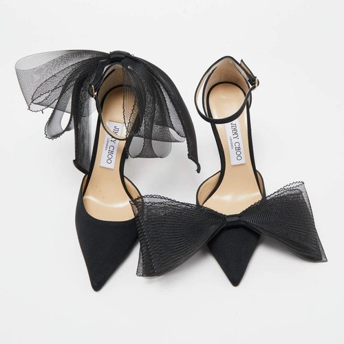 Jimmy Choo Averly 100 Black Pumps with Bow – Size 37.5 | Authentic Designer Heel - Picture 2 of 6
