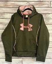 Under Storm Armour Sweatshirt Women's 2XL Green Pink Camo Logo Pull Over Hoodie
