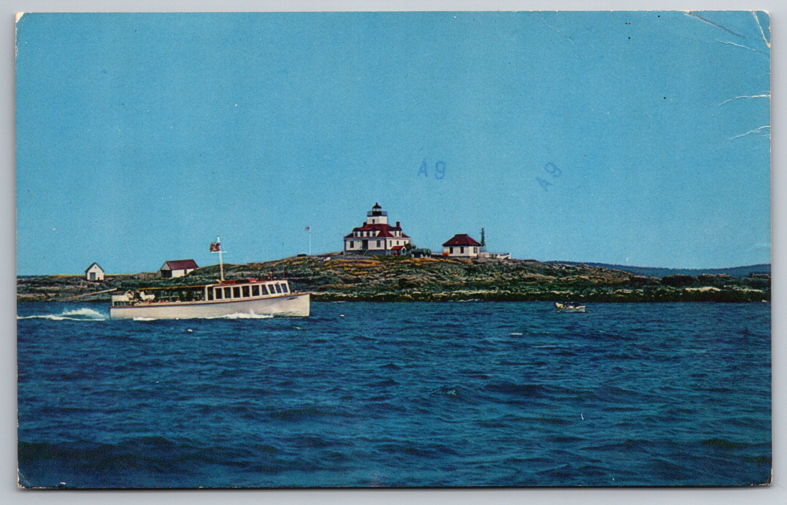 Vintage 1970s Egg Rock Light Frenchmans Bay Cruise Bar Harbor ME Postcard AA24