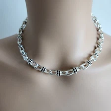 Premier Designs Silver Tone Textured Pebbled Necklace 15” Chunky Statement Look