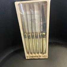 Laguiole Jean Dubost Steak Knives Ivory Handles Set 6 France Vintage NEW! SEALED