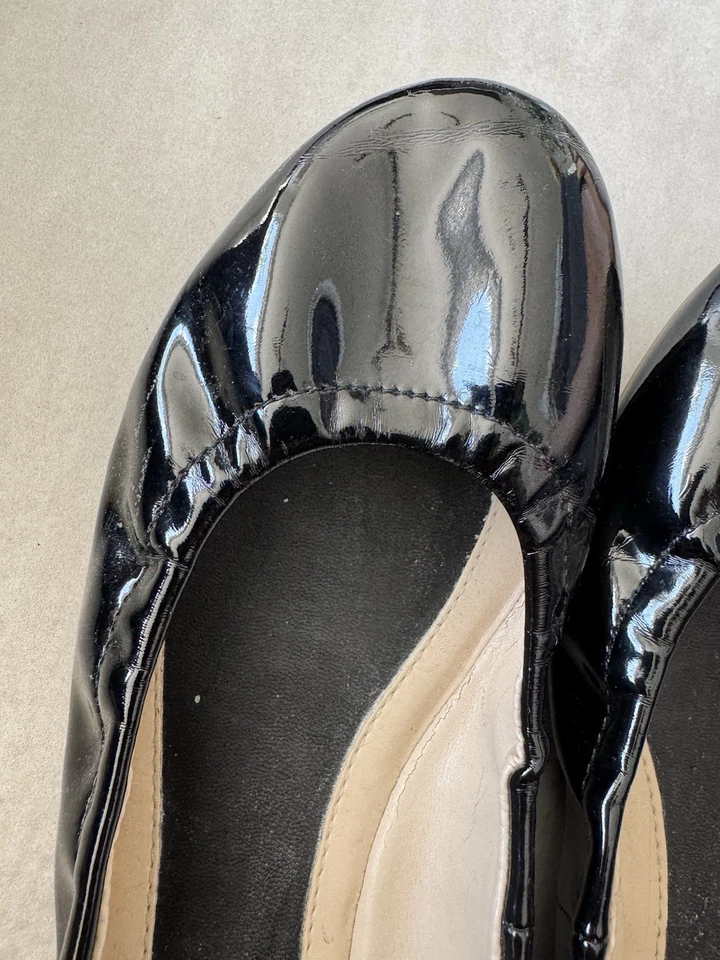 Mujer Zapatos Negros Patente Bailarinas Boutique 9 Talla 9 Planos Usados Foto 2 de 4