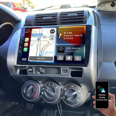 4+64GB Android 15 Autoradio GPS NAV WIFI BT Carplay Für Honda Jazz Fit 2001-2008