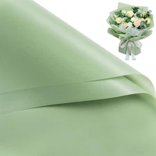 20 Sheets Flower Wrapping Paper - 22.4 x 22.4 inch Pure Light Green Water-Resist