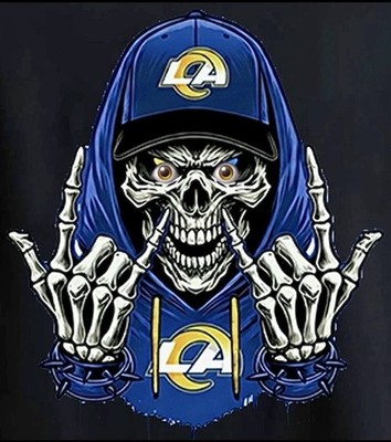 (2) Los Angeles Rams Radical Skull Waterproof Vinyl Stickers 4.2x4 Car Decals