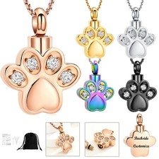 Paw Print Urn Pendant Pet Memorial Cremation Jewelry for Ashes Urn Necklace Gift