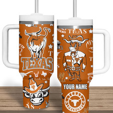 Custom Texas College Football Fan Tumbler with Handle 20oz 30oz 40oz
