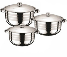 6 pc Stainless Steel Stockpot Set Cooking Pot Set 3.7qt / 4.7 qt / 6.5 qt