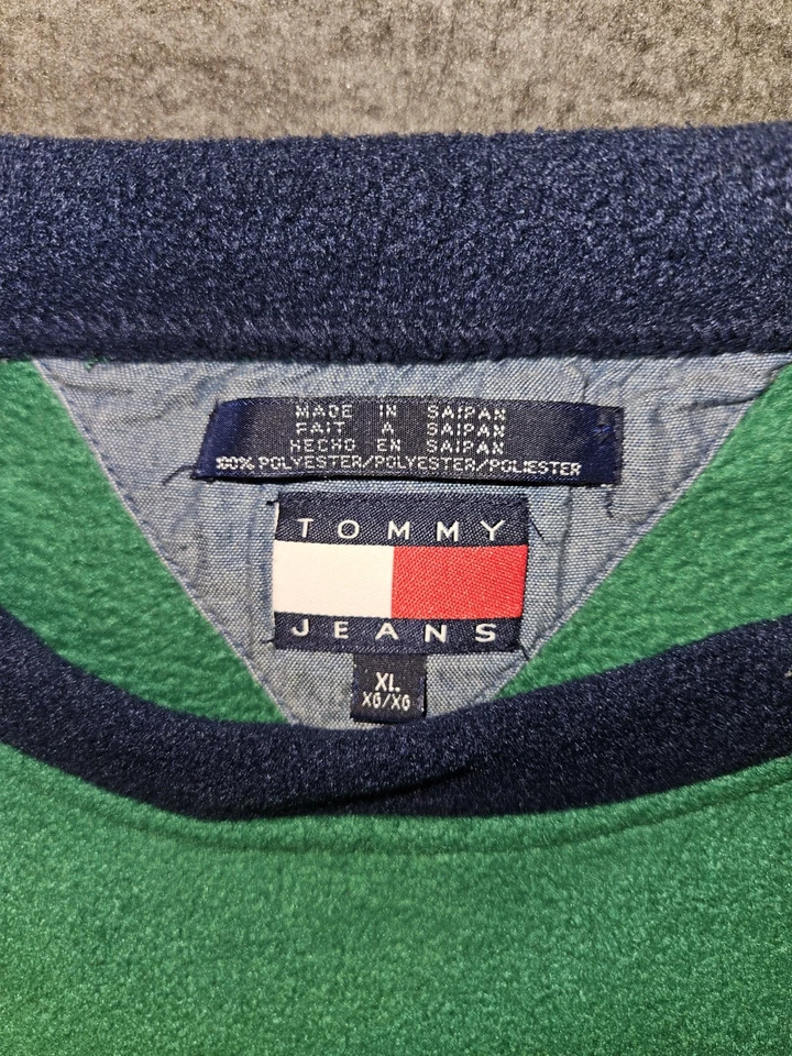 Pulôver de lã vintage Tommy Hilfiger masculino tamanho GG verde manga longa logotipo anos 90 Y2K - Imagem 2 de 4