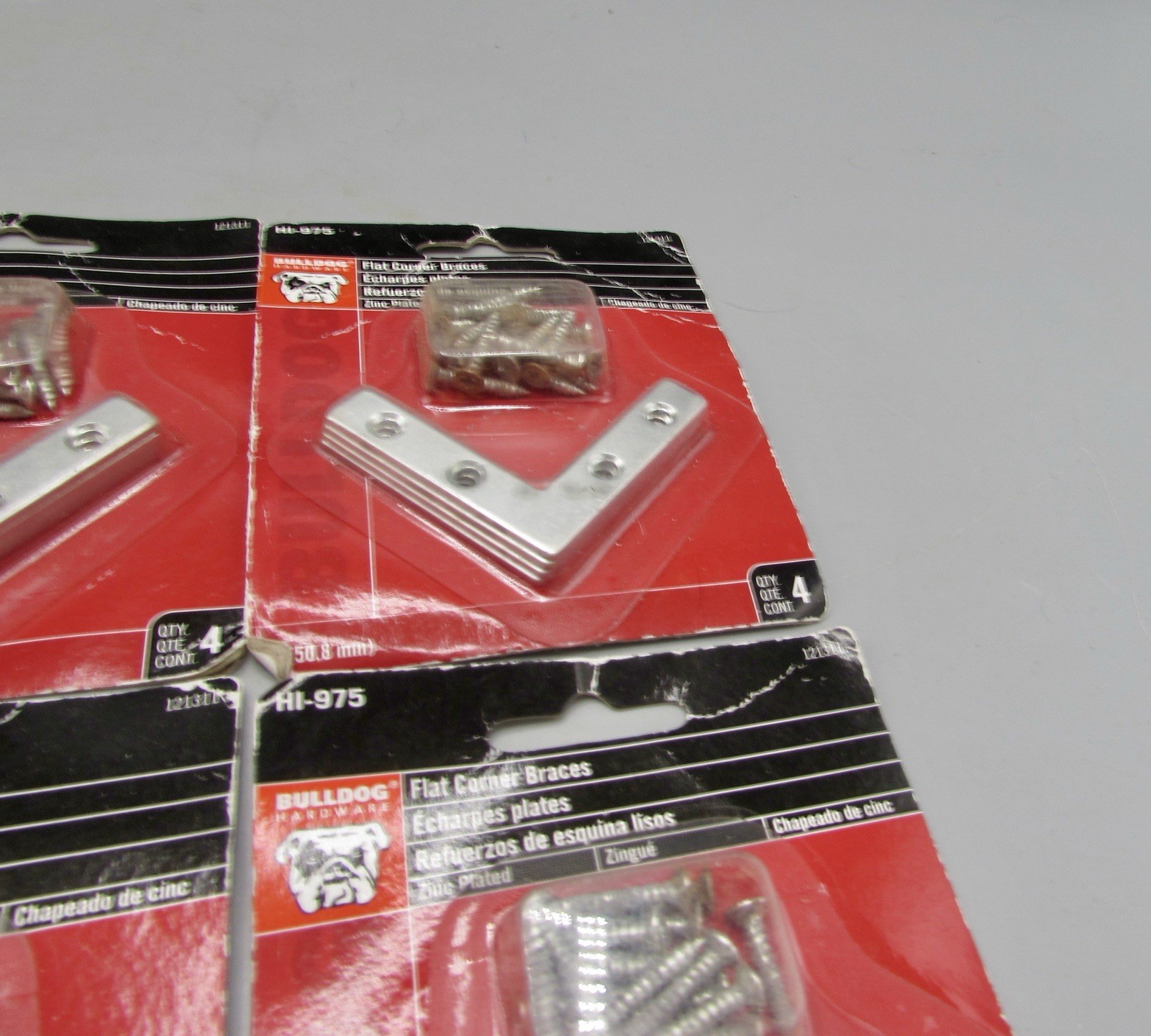 Lot of 6 Bulldog Flat Corner Brace, Hardware 2 in. Zinc Plated Steel HI-975 NIP