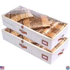 Under Bed Storage Containers, 90L Foldable, 2-Pack for Clothes & Bedding