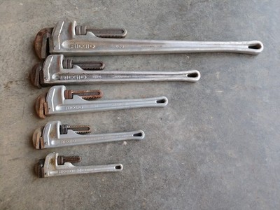 Lot of 5 RIDGID 836 824 818 814 810 36'' 24'' 18'' 14'' 10'' Aluminum Pipe Wrench