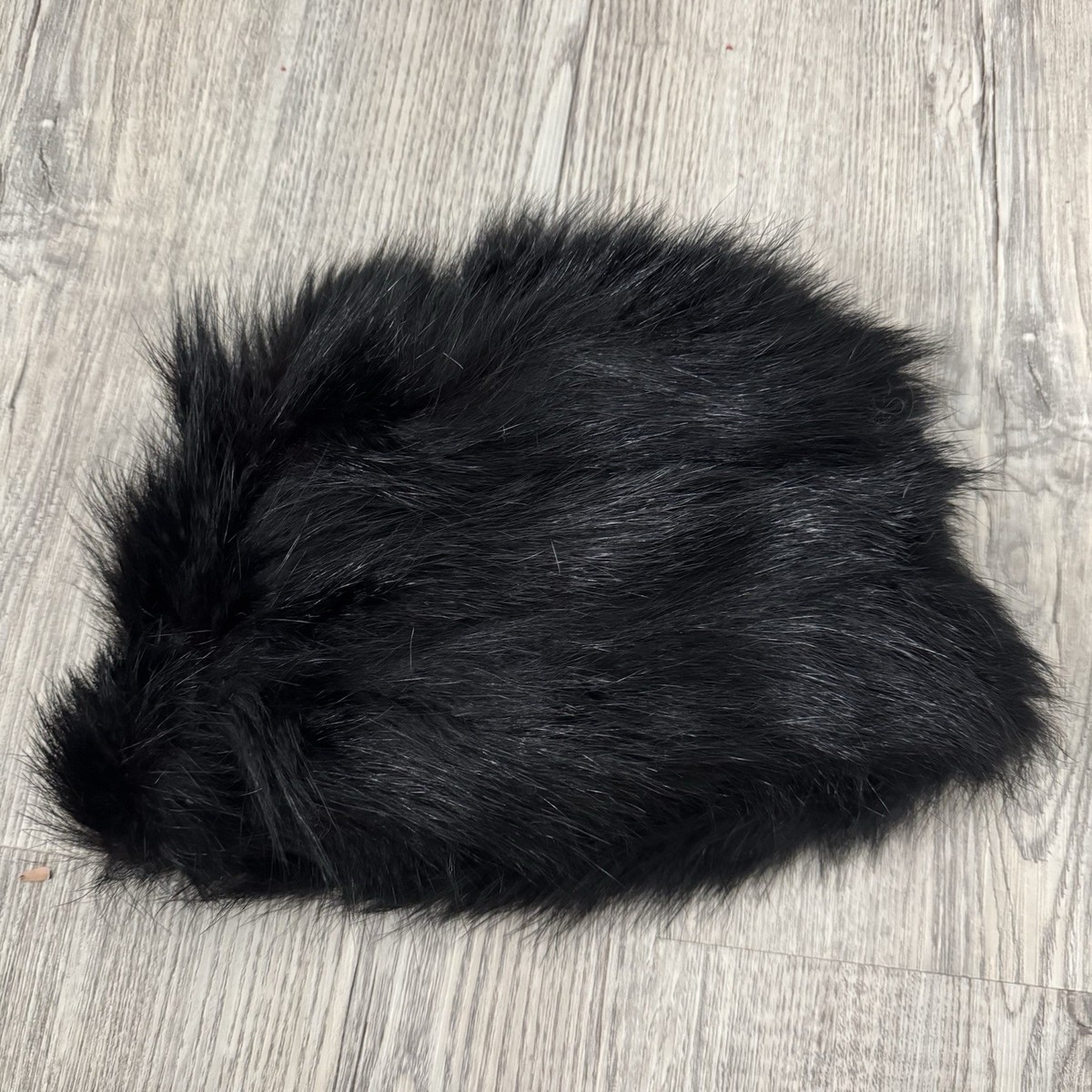 Vintage Black Genuine Fox Fur Cloche Baret Bucket Hat Real 