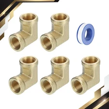 5Pack 1/8" NPT Female x 1/8" NPT Female 90 Degree Street Brass Elbow Fitting