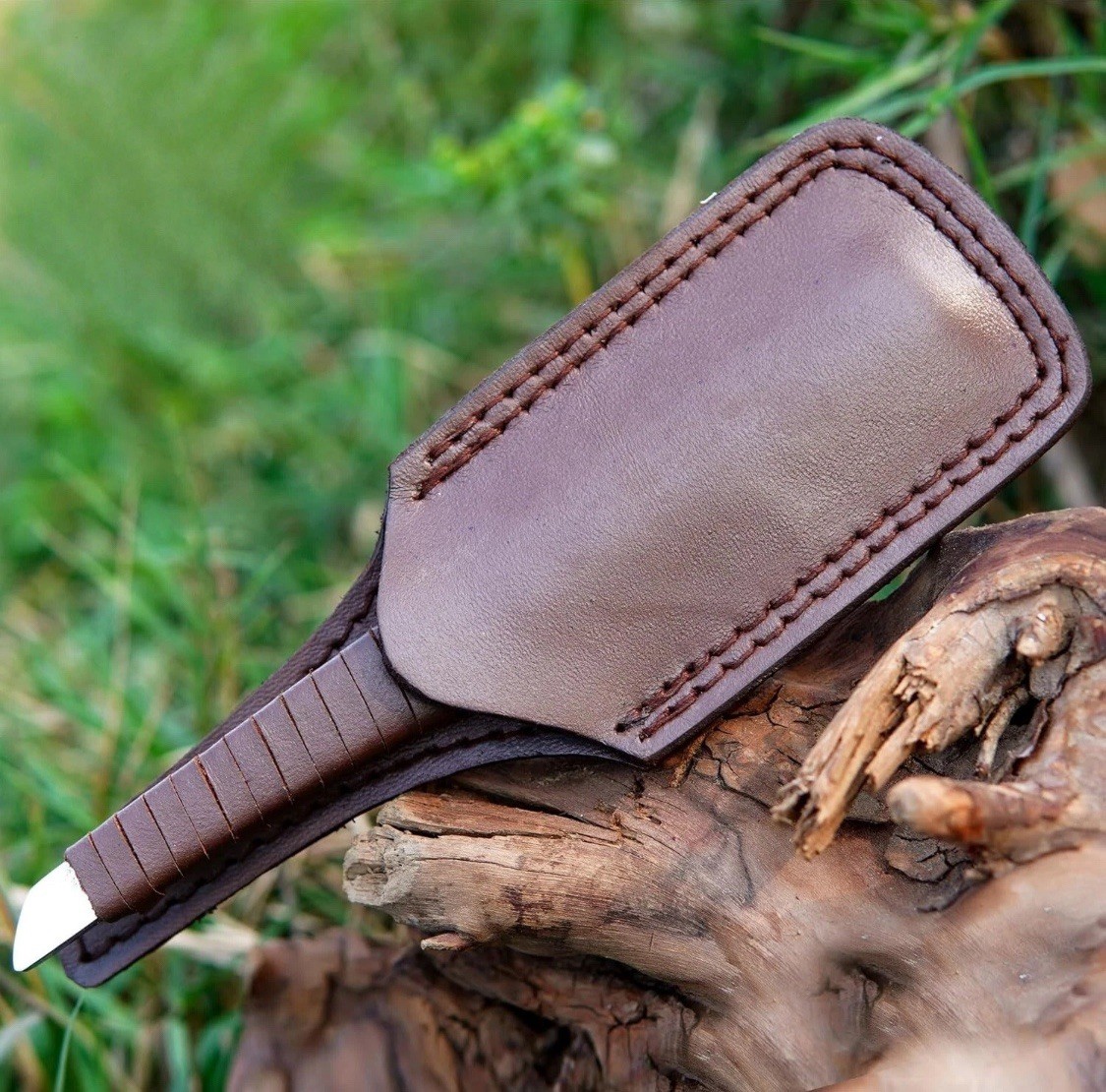 Handmade Kamisori Style Straight Razor-Knife-One Piece-Leather cover-gift