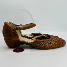 Pikolinos Women's Elba Brandy Leather Backstrap Kitten Heels Size 41/ 10-10.5 US