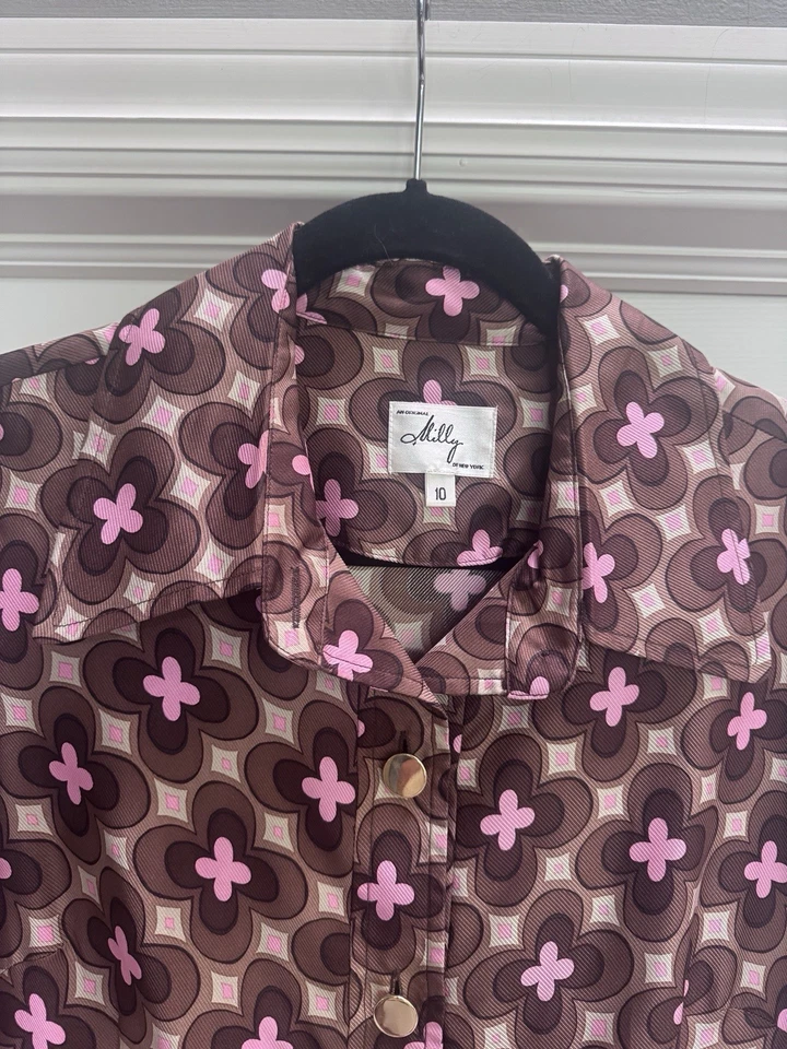 Vestido Milly of New York Vintage 100% Seda, Tamanho 10 - Imagem 3 de 4