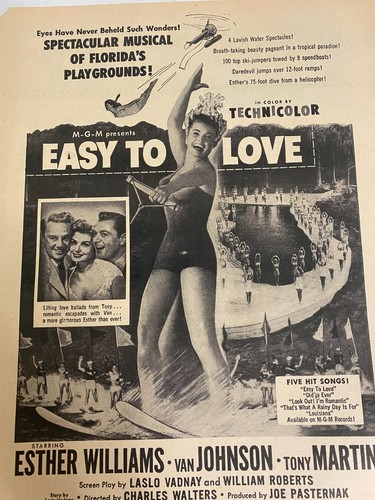 Easy to Love, Esther Williams, Van Johnson, Full Page Vintage Promotional Ad, aa