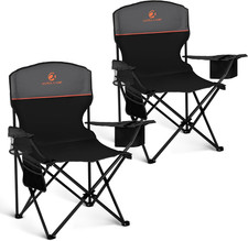 Camping Chair 2 Pack Portable Chair with 3-Can Cooler Folding Chair with Side Po