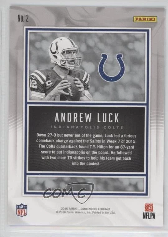 2016 Panini Contenders MVP Contenders Gold /199 Andrew Luck #2 - Image 2 of 2