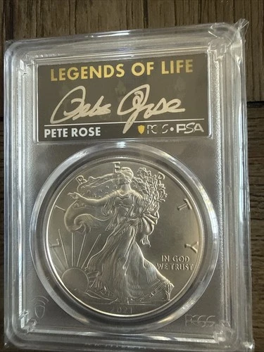2021 $1 Silver Eagle T1 Last Day Production PCGS MS70 Legends of Life Pete Rose