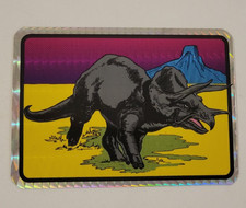 TRICERATOPS Dinosaur VOLCANO 1990's PRISMATIC Prism VENDING MACHINE STICKER CARD