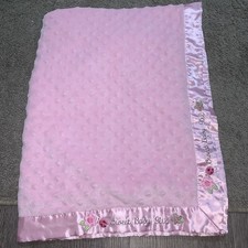 Sweet Baby Girl Baby Blanket Carters Just One Year Pink Minky Dot Satin Trim