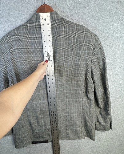 Ralph Ralph Lauren Silk Wool Blend Blazer 46R Glen Plaid Check Gray - Picture 13 of 24