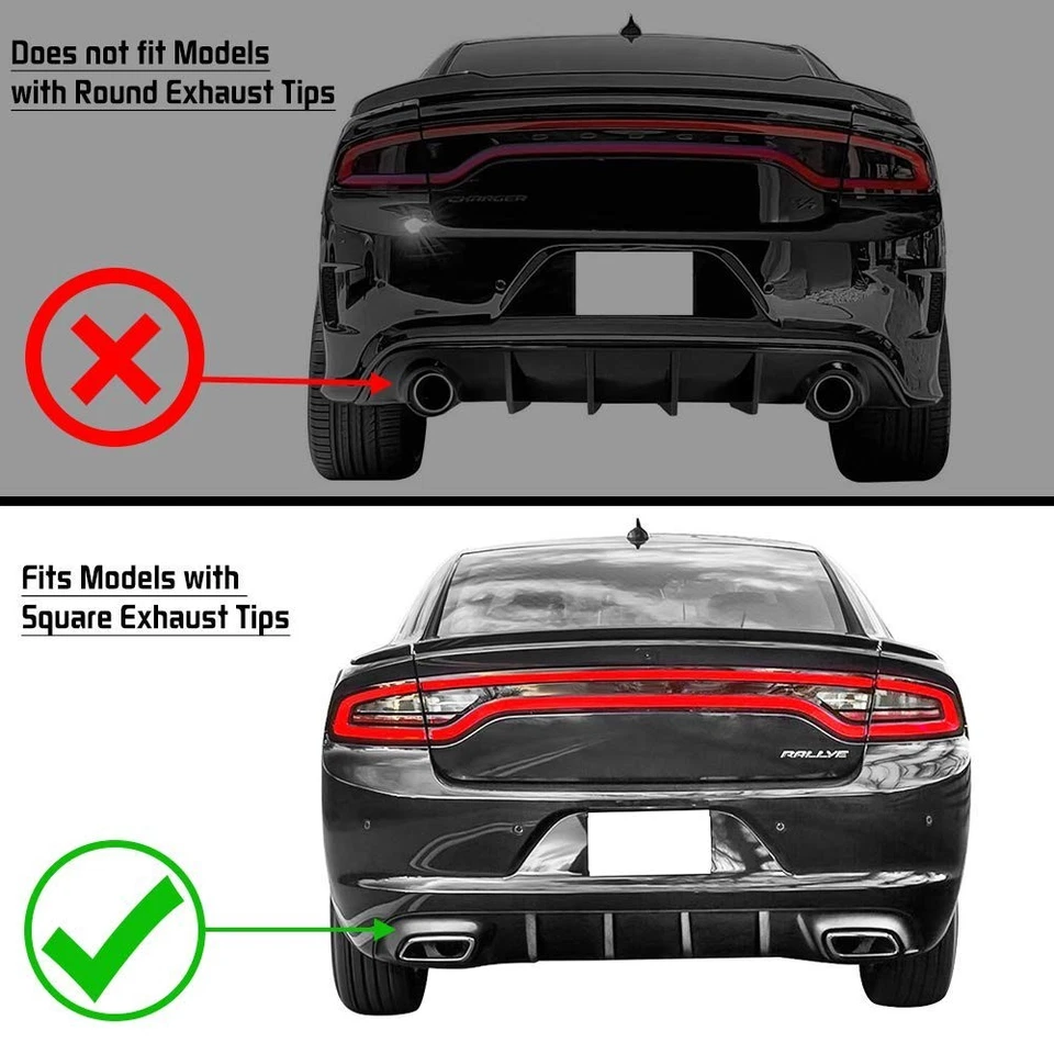  Rear Diffuser, Compatible with 2015-2018 Dodge Charger Base, Dodge Charger - Image 3 of 4