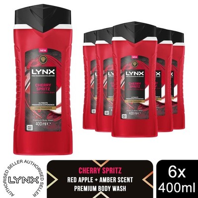 Lynx Cherry Spritz Body Wash 400ml 6er Pack feiner Duft Herren Duschgel