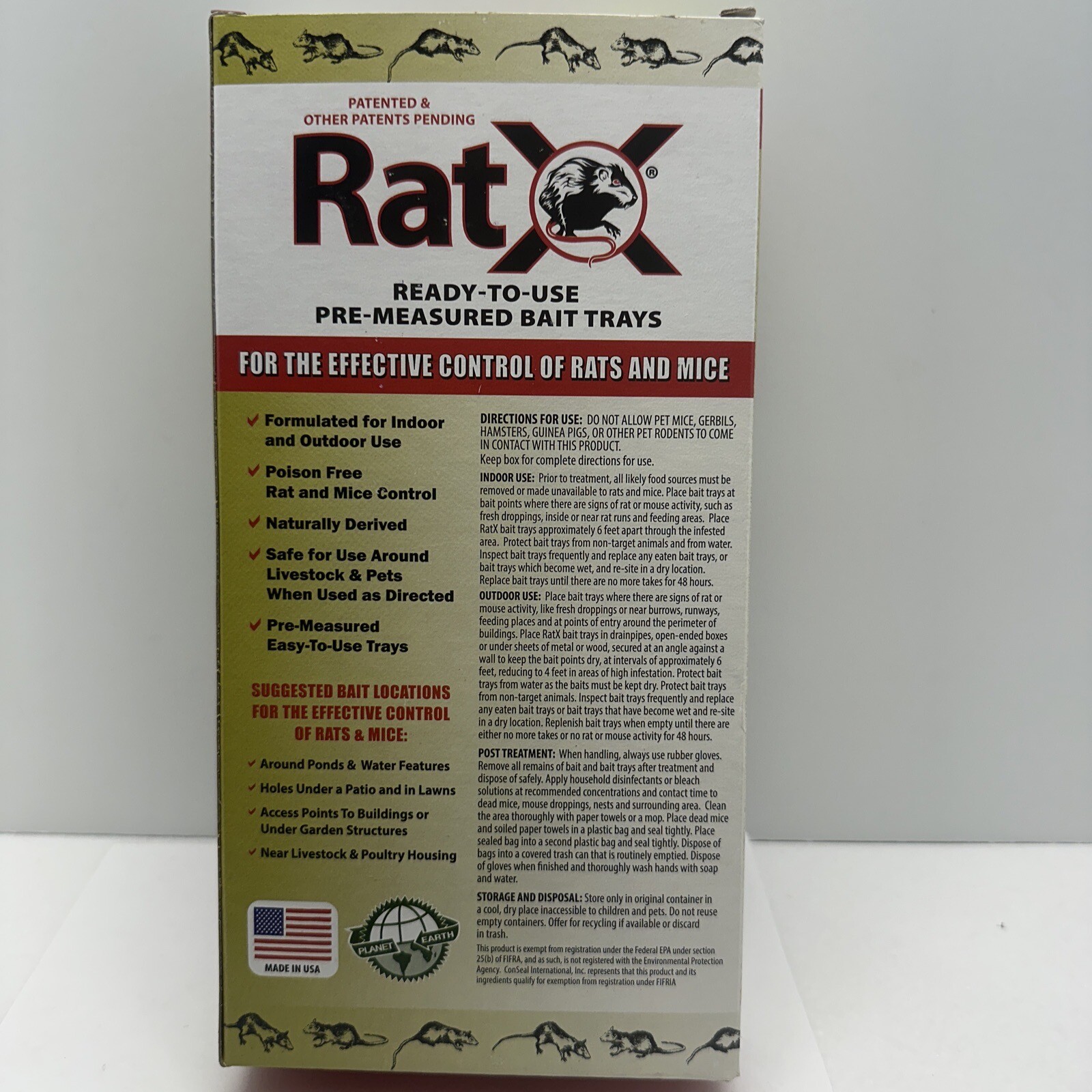 RatX 4 Bait Trays Kills Rats and Mice. Safe Around Pets When Used As