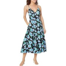 Free People Finer Things Printed Midi Dress, Blue & Black Multi, Size Small