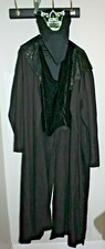 Horror Robe Black Grim Reaper Ghoul Scary Fancy Dress Up Halloween Adult Costume
