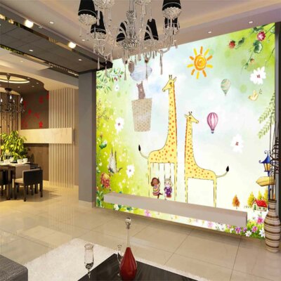 Giraffe Answer Sky 3D Full Wall Mural Photo Wallpaper Printing Home Kids Decor